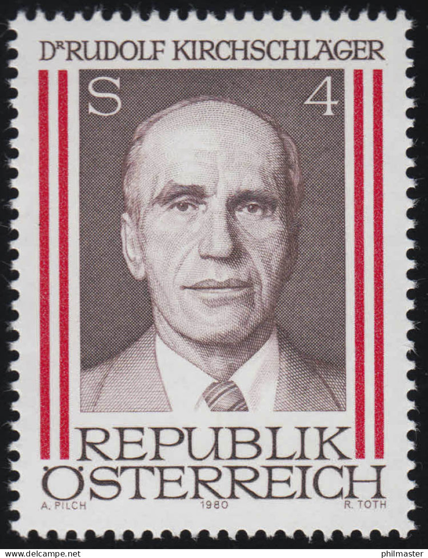 1635 65. Geburtstag, Rudolf Kirchschläger, Bundespräsident, 4 S, Postfrisch **  - Unused Stamps