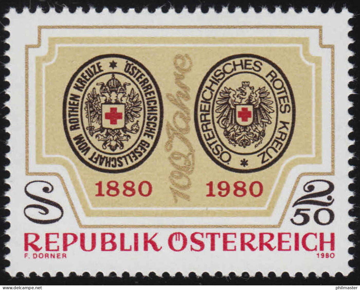 1634 100 Jahre Österreichisches Rotes Kreuz, Siegel 1880/ 1980, 2.50 S, **  - Nuevos