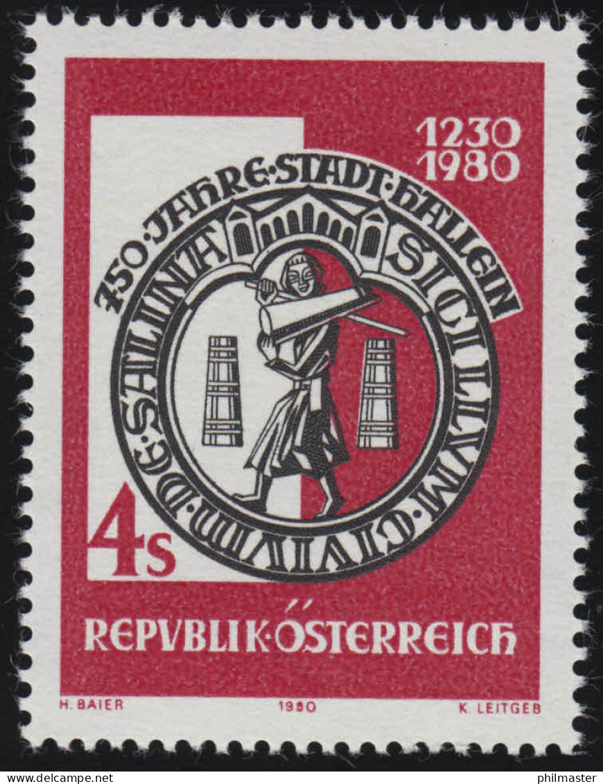 1637 750 Jahre Stadt Hallein, Stadtsiegel (13. Jahrhundert), 4 S, Postfrisch **  - Unused Stamps