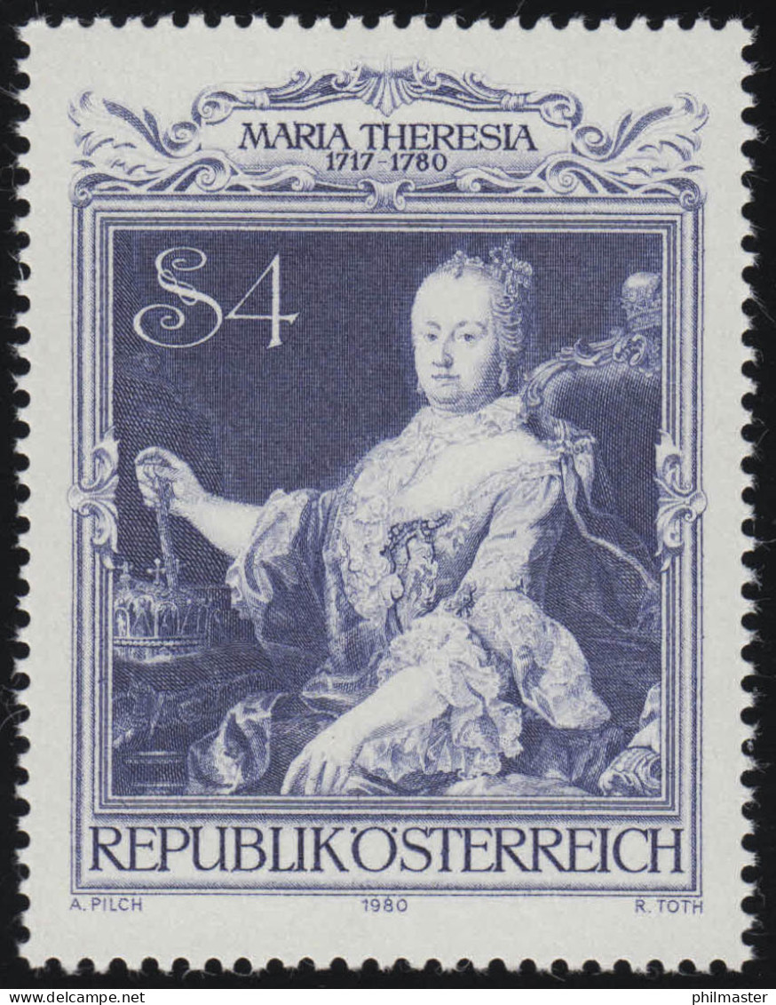 1639 200. Todestag, Kaiserin Maria Theresia, Mit Stephanskrone, 4 S ** - Nuovi