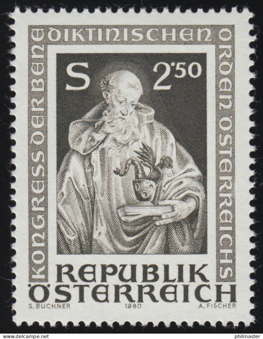 1642 Kongress Der Benediktinischen Orden Österreichs, Hl. Benedikt, 2.50 S ** - Ongebruikt