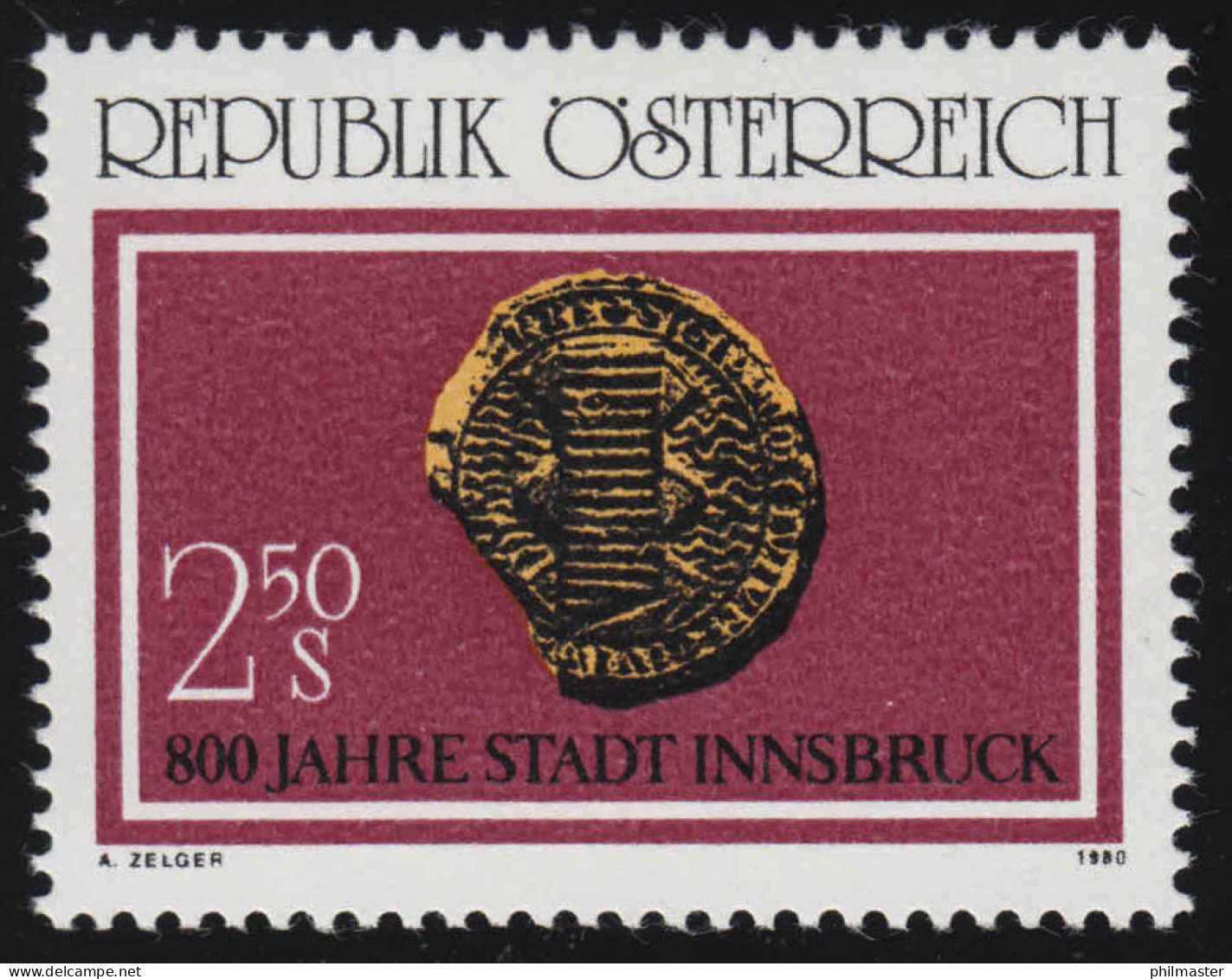 1647 800 Jahre Innsbruck, Stadtsiegel (1267) 2.50 S, Postfrisch ** - Nuovi