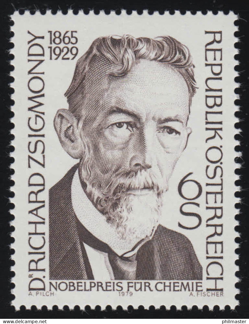 1621 50. Todestag Richard Zsigmondy, Chemiker Nobelpreis 1925, 6 S ** - Ongebruikt