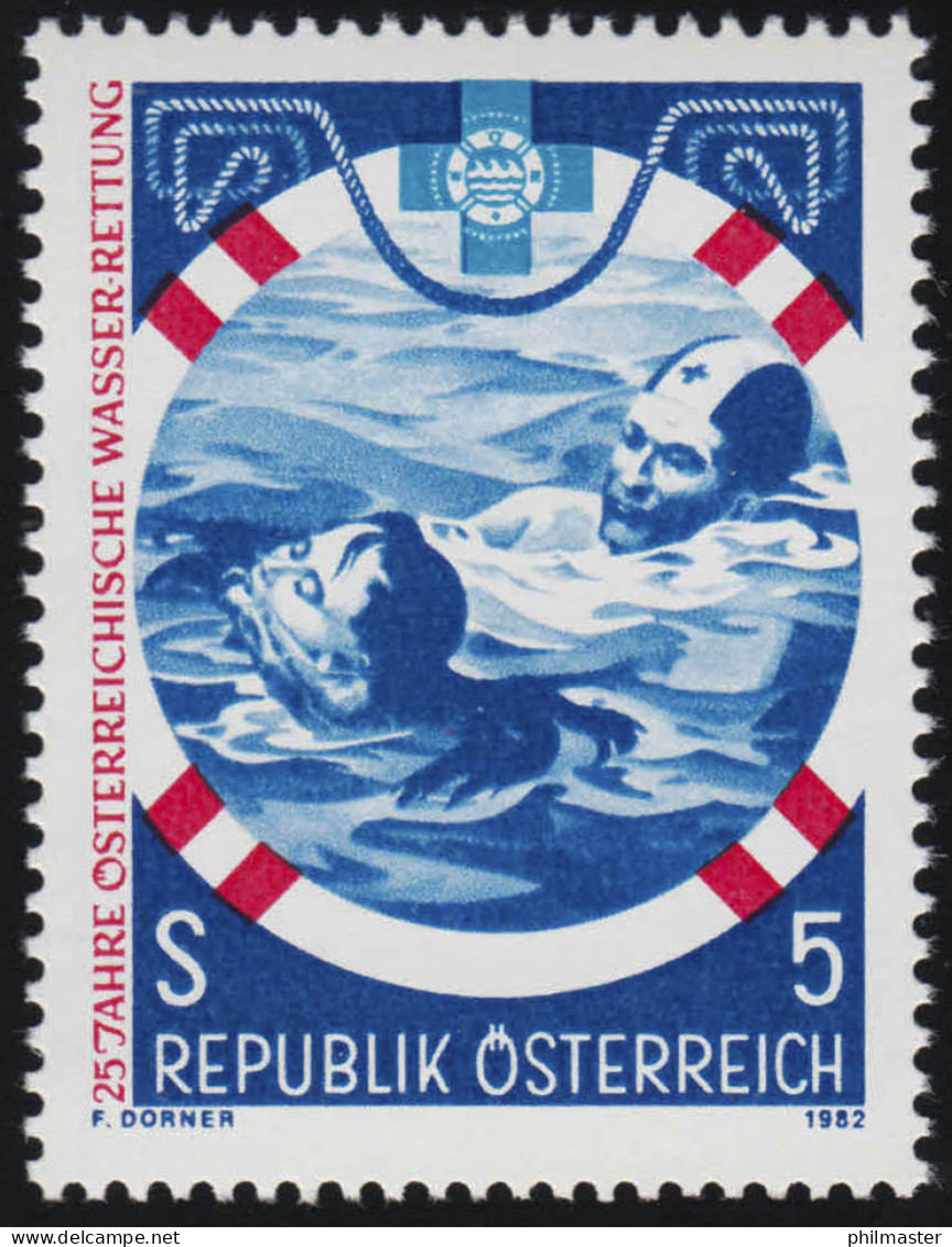 1698 25 Jahre Österreichische Wasserrettung, Rettungsschwimmer 5 S Postfrisch ** - Neufs