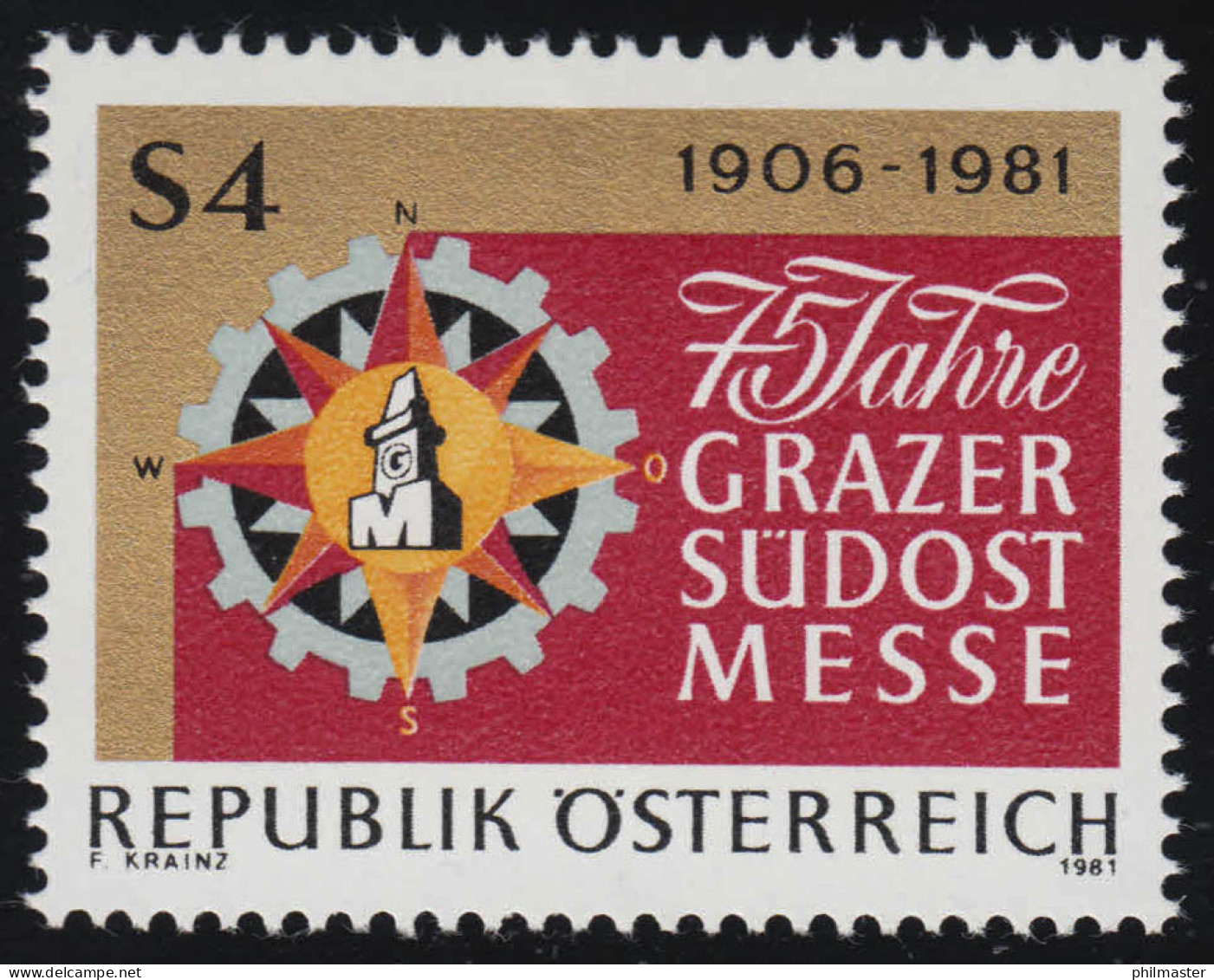 1682 75 Jahre Grazer Südostmesse, Messeemblem, 4 S, Postfrisch ** - Ungebraucht