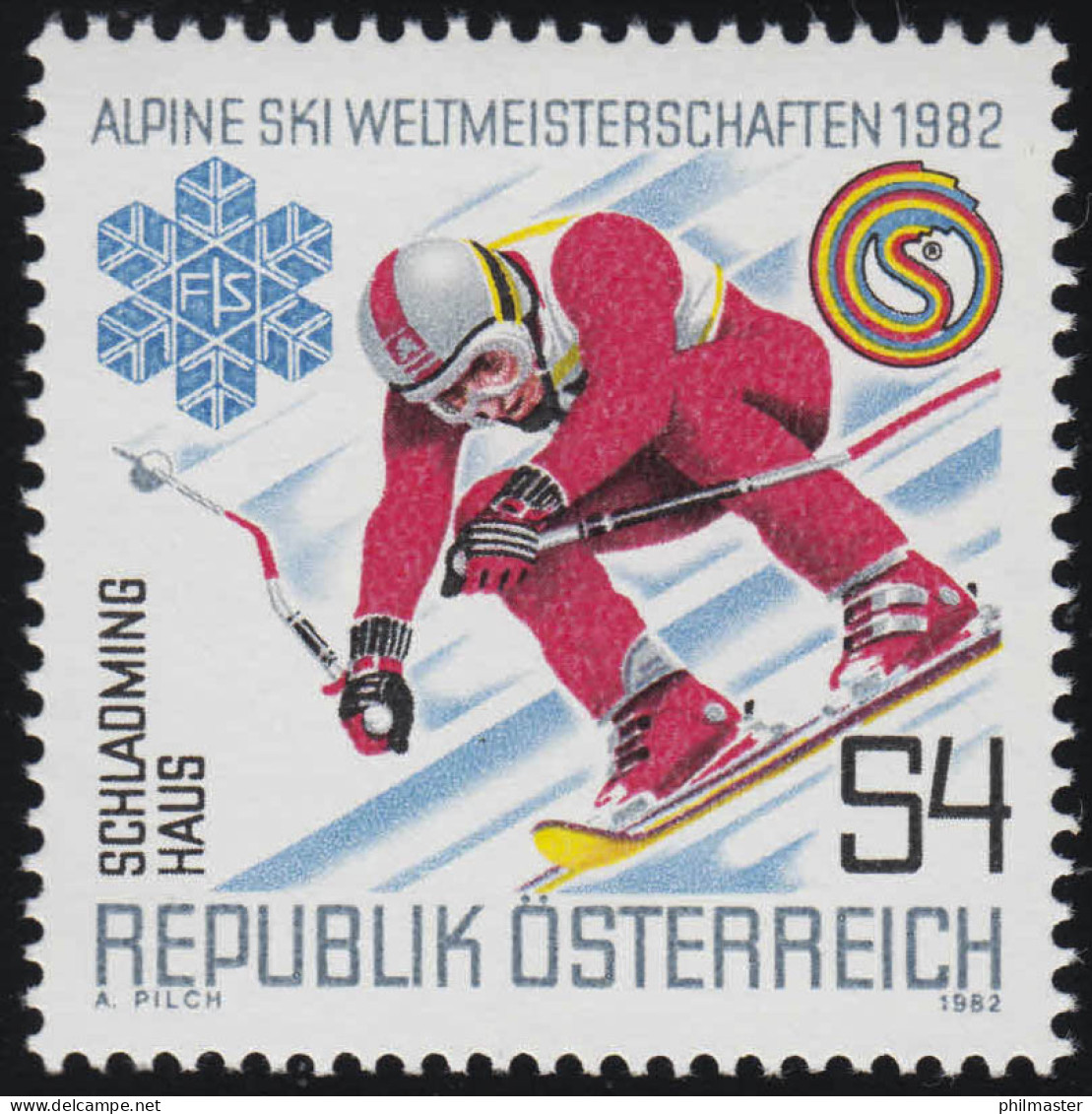 1695 Alpine Skiweltmeisterschaften Schladming, Abfahrtslauf, 4 S Postfrisch ** - Unused Stamps