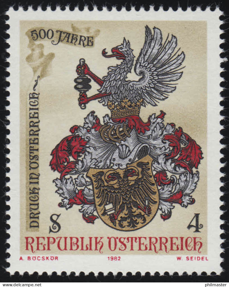 1701 500 Jahre Druck In Österreich, Buchdruckwappen, 4 S, Postfrisch ** - Unused Stamps