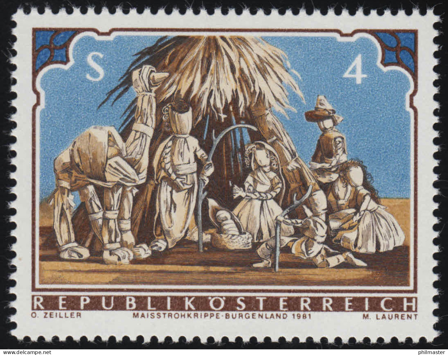 1691 Weihnachten, Weihnachtskrippe Aus Maisstroh, 4 S, Postfrisch ** - Unused Stamps