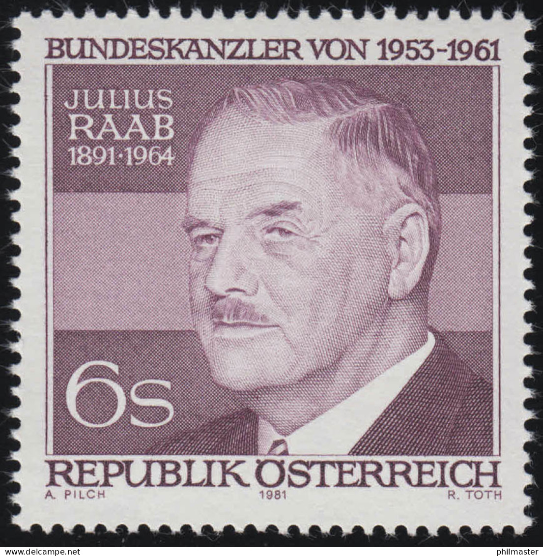 1690 90. Geburtstag, Julius Raab, Bundeskanzler, 6 S, Postfrisch ** - Unused Stamps