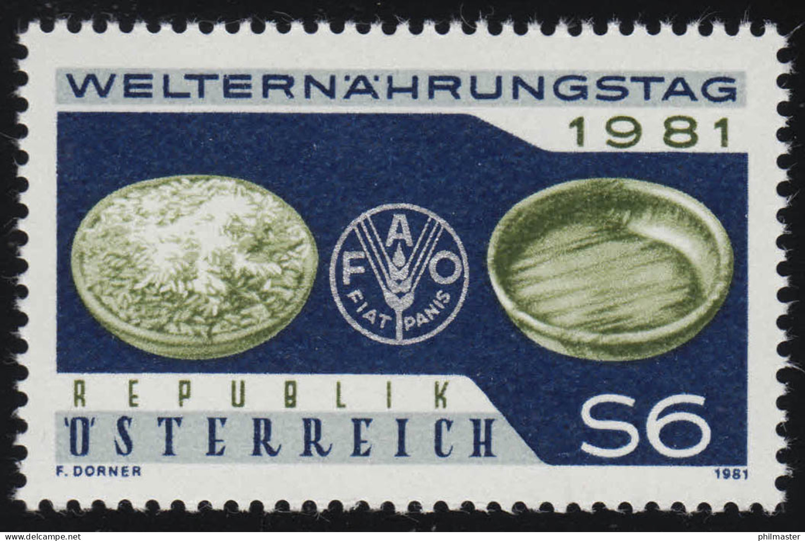 1686 Welternährungstag, FAO Emblem Gefüllter / Leerer Teller, 6 S, Postfrisch ** - Nuovi