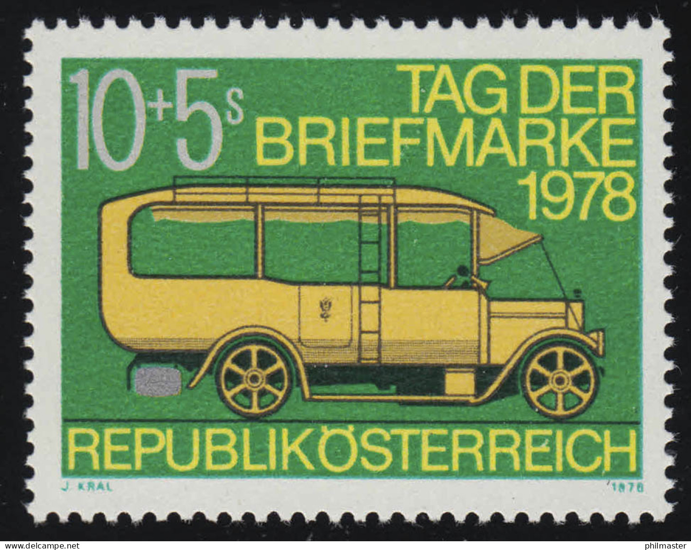 1592 Tag Der Briefmarke, Postauto (1913), 10 S + 5 S, Postfrisch ** - Ungebraucht