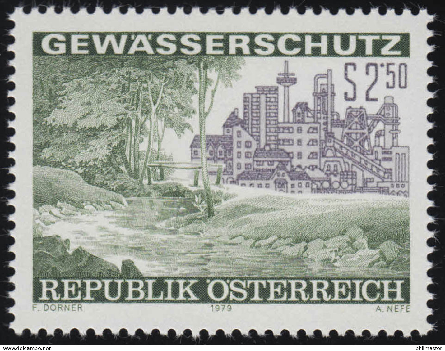 1611 Gewässerschutz, Industriebetrieb Neben Waldlandschaft, 2.50 S Postfrisch ** - Unused Stamps