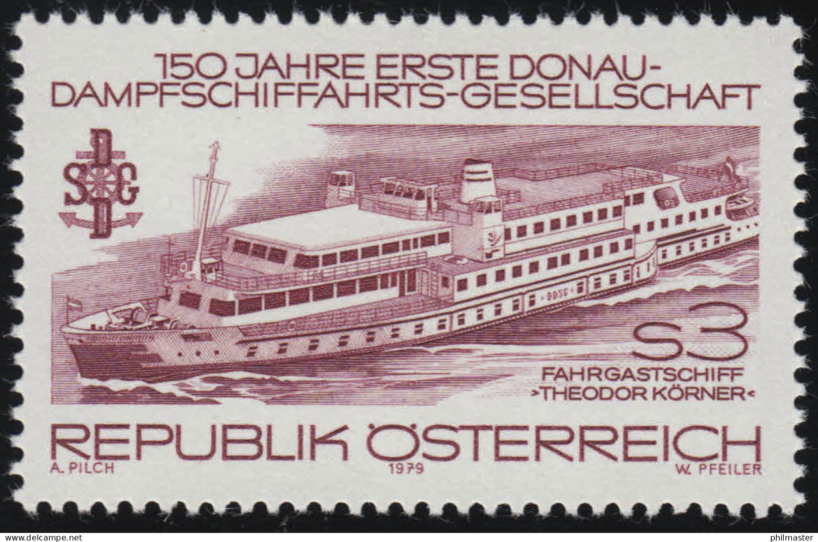 1603 150 J. 1. Donau-Dampfschiffahrts-Gesellschaft, "Theodor Körner", 3 S ** - Unused Stamps