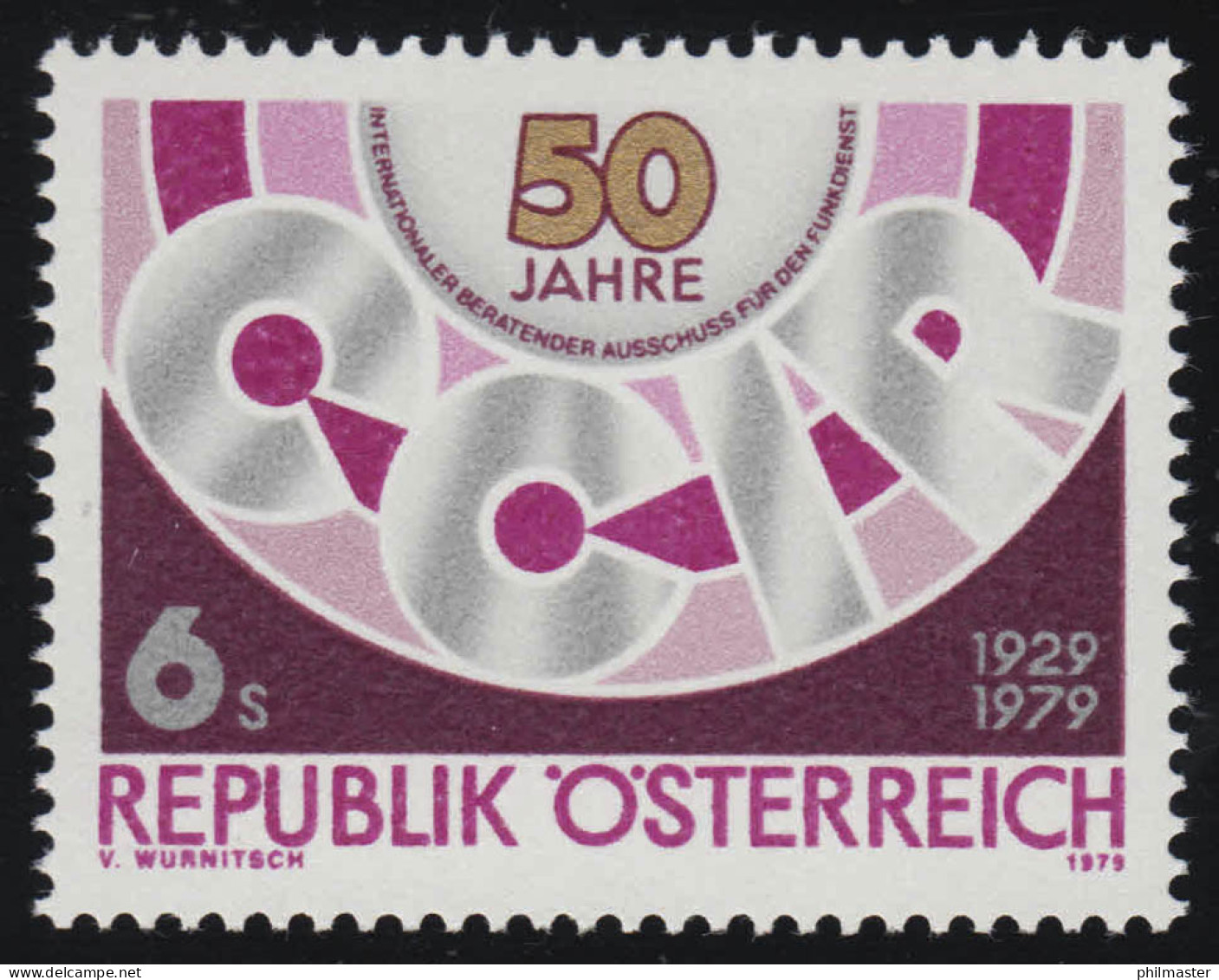 1598 50 Jahre CCIR Ausschuss, CCIR Emblem, 6 S, Postfrisch ** - Ungebraucht