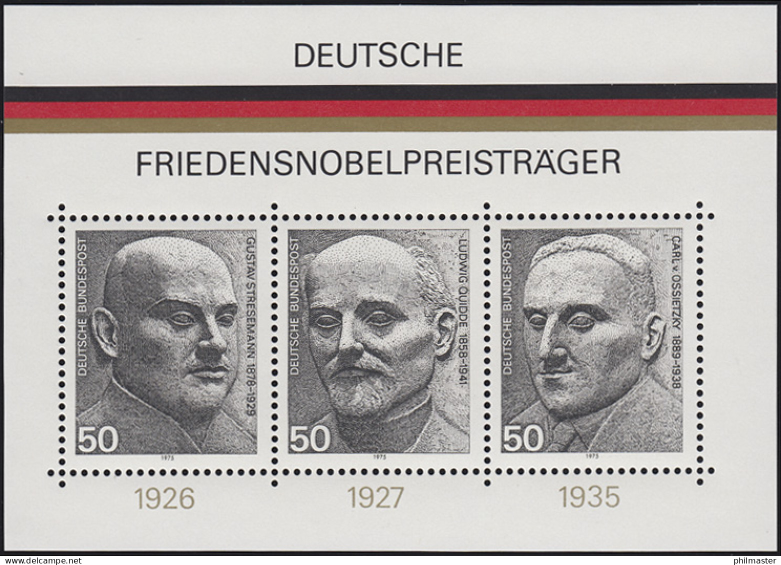 Block 11 Friedensnobelpreisträger 1975: Links Schmaler / Rechts Breiter Rand ** - Variétés Et Curiosités
