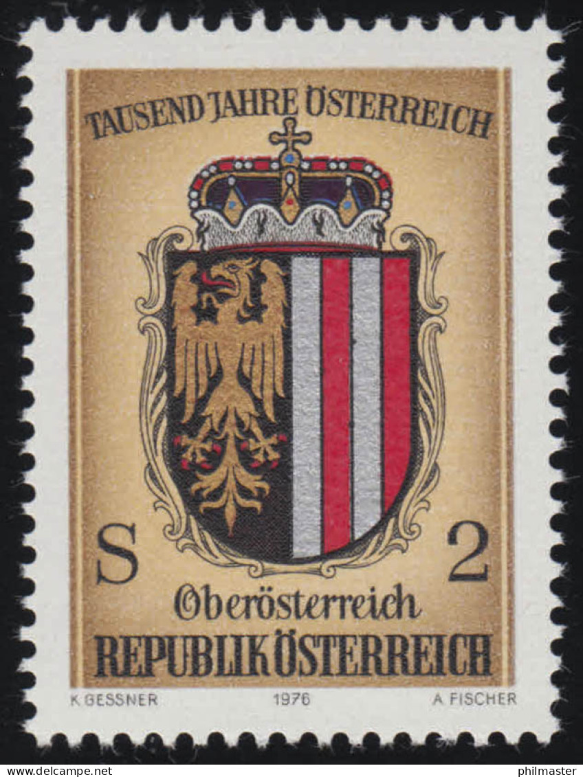 1523 Aus Block 1000 Jahre Österreich, Wappen Oberösterreich, 2 S  ** - Nuevos