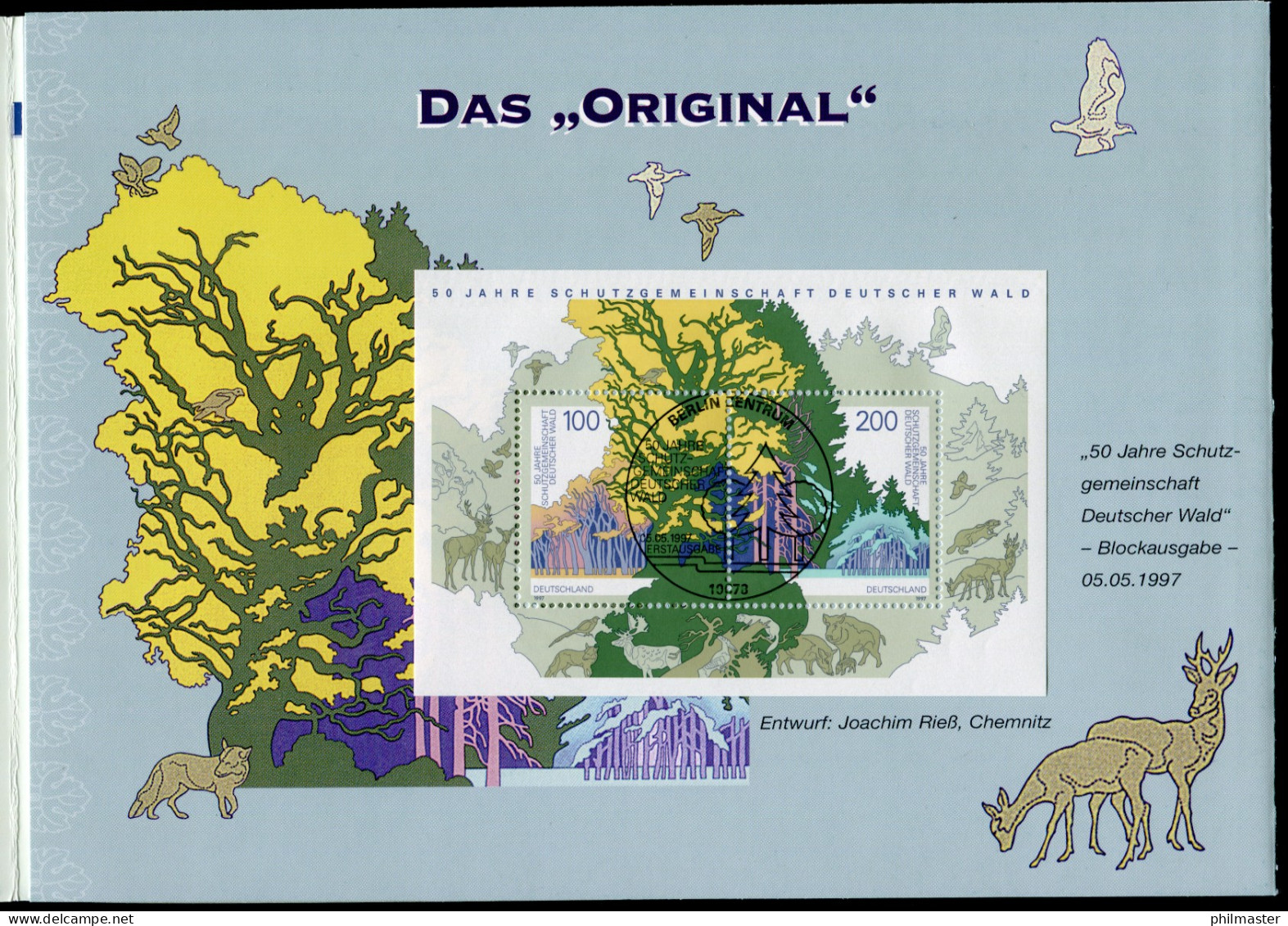 Block 38 SDW Mit PLF Strich Im S Von DEUTSCHLAND In Klappkarte ESSt Berlin 1997 - Variedades Y Curiosidades