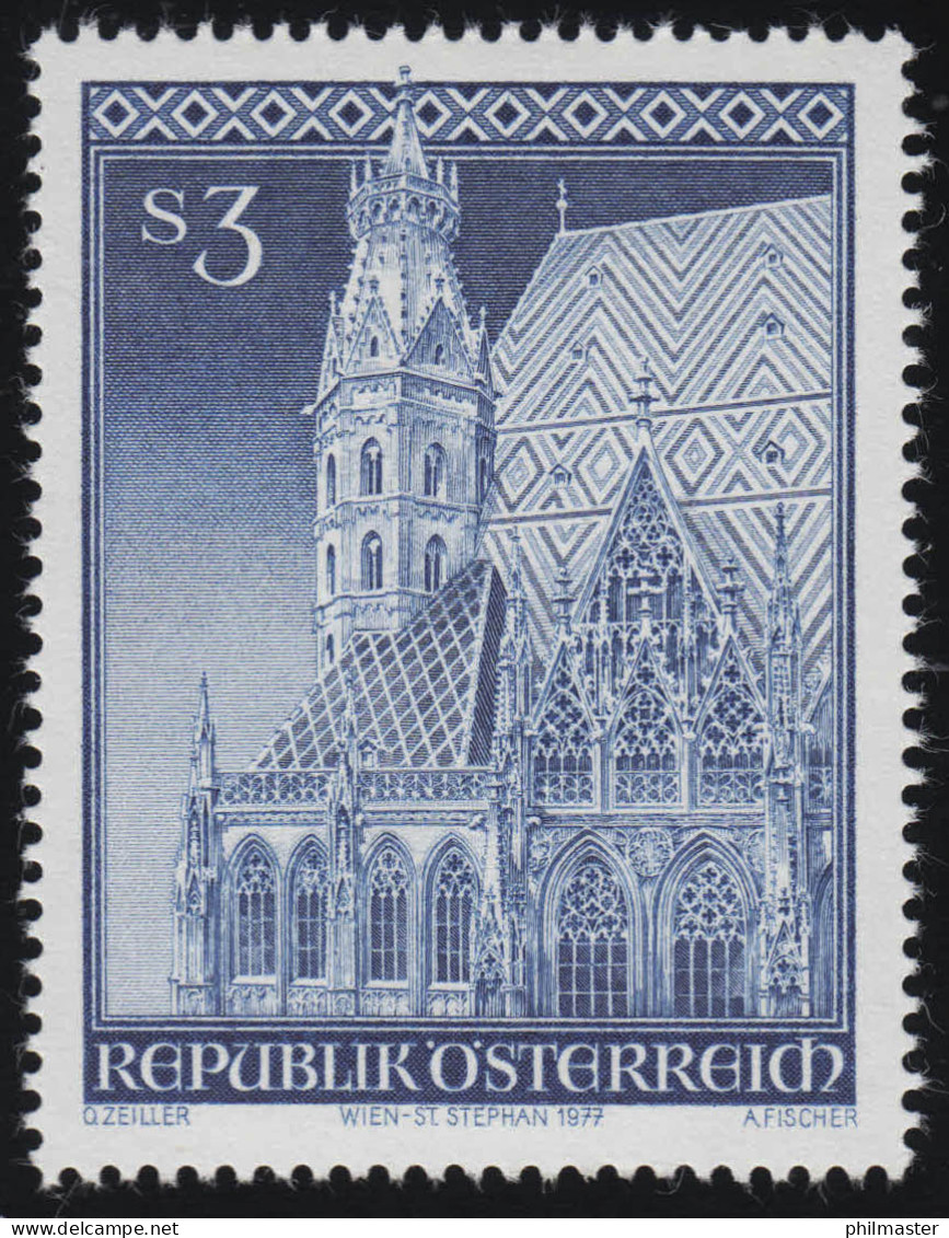 1545 25. Jahrestag Wiedereröffnung Stephansdom, Heidenturm, 3 S, Postfrisch ** - Nuovi