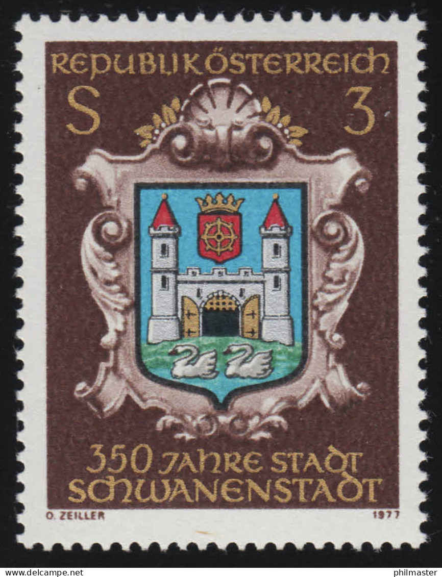 1552 350 Jahre Stadt Schwanenstadt, Stadtwappen, 3 S, Postfrisch ** - Ungebraucht