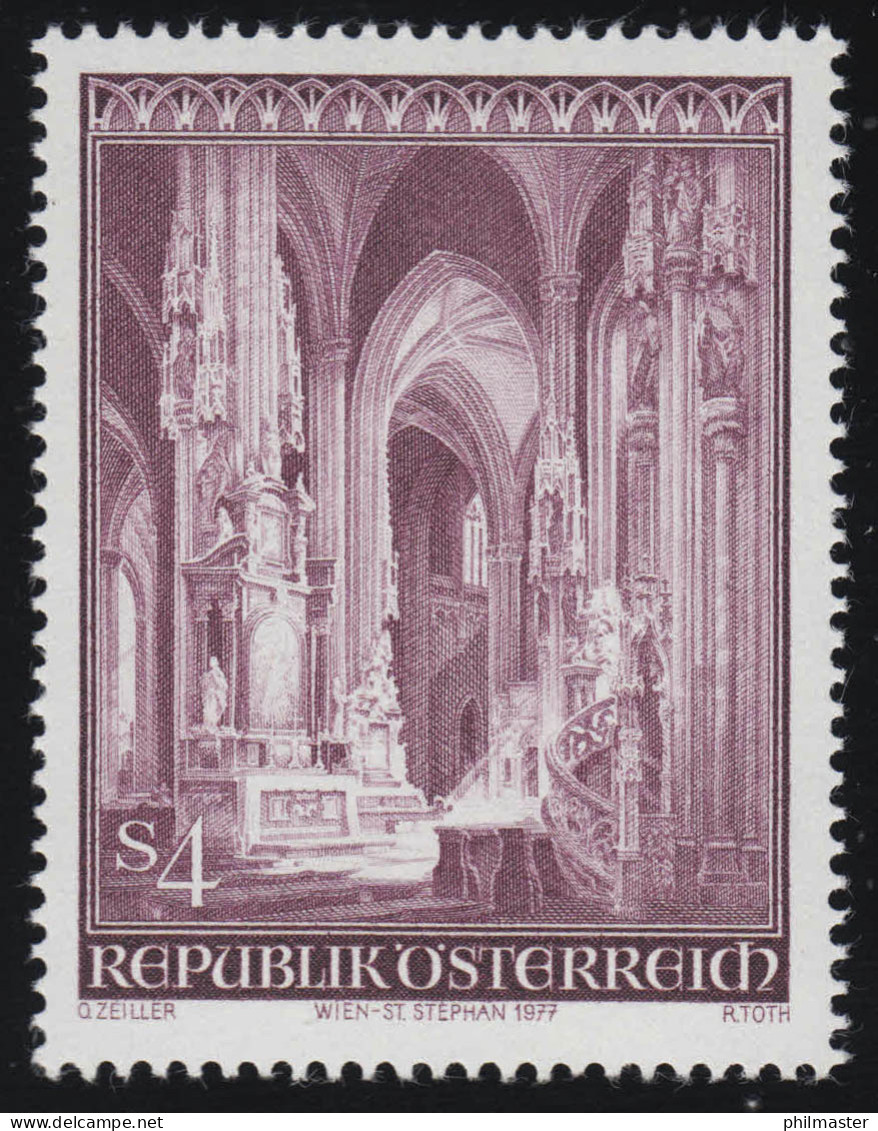 1546 25. Jahrestag Wiedereröffnung Stephansdom, Innenansicht, 4 S, Postfrisch ** - Unused Stamps