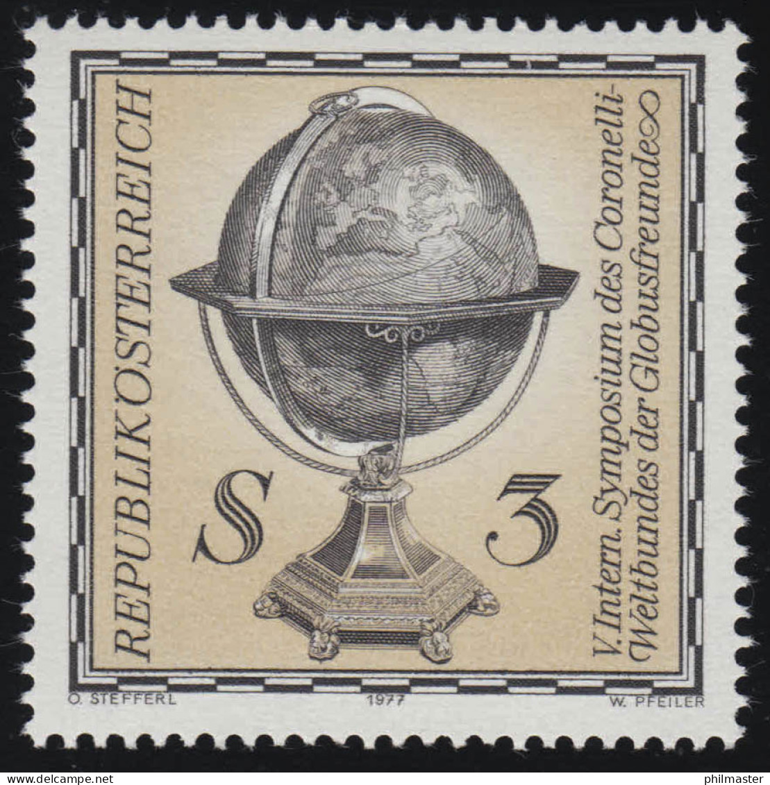 1554 Internationales Symposium Coronelli Weltbund, Erdglobus, 3 S, Postfrisch ** - Neufs