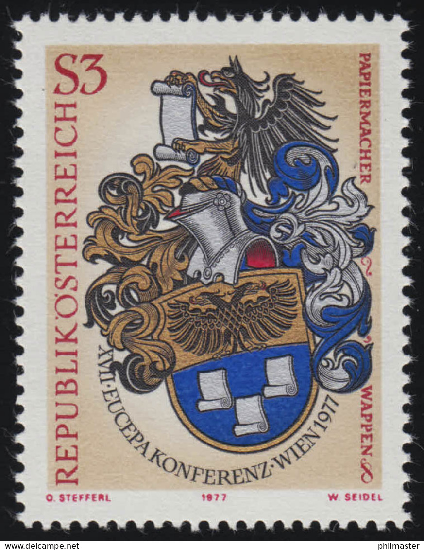 1557 EUCEPA Konferenz Wien, Papiermacherwappen, 3 S, Postfrisch ** - Unused Stamps