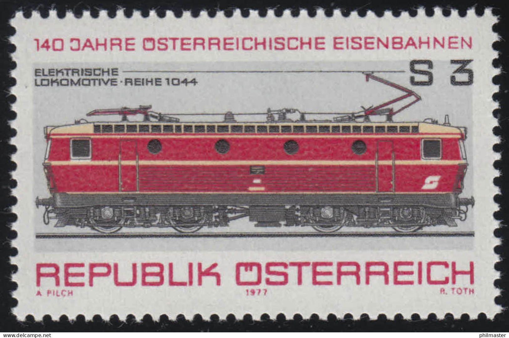 1561 140 Jahre Österreichische Eisenbahnen, Lokomotive BR 1044 (1974/75), 3 S ** - Neufs