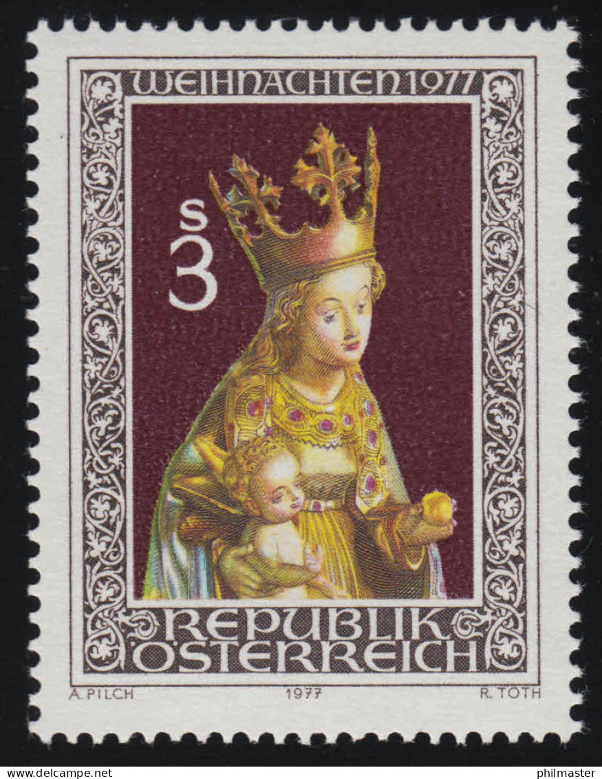 1562 Weihnachten, Die Thronende Maria Mit Kind, Holzplastik, 3 S, Postfrisch ** - Unused Stamps