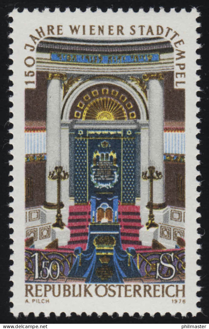 1538 150 Jahre Wiener Stadttempel, Innenansicht, 1.50 S, Postfrisch ** - Unused Stamps