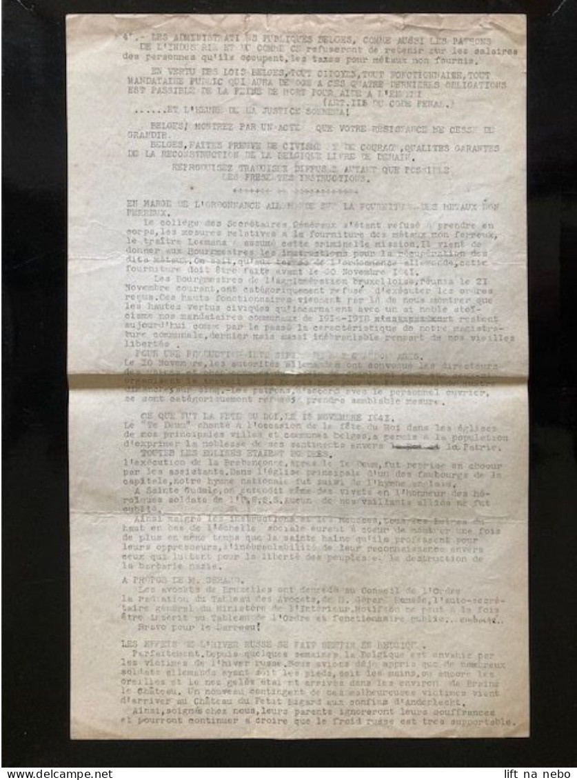 Tract Presse Clandestine Résistance Belge WWII WW2 'Pas Un Gramme De Metal Pour L'ennemi...' - Dokumente