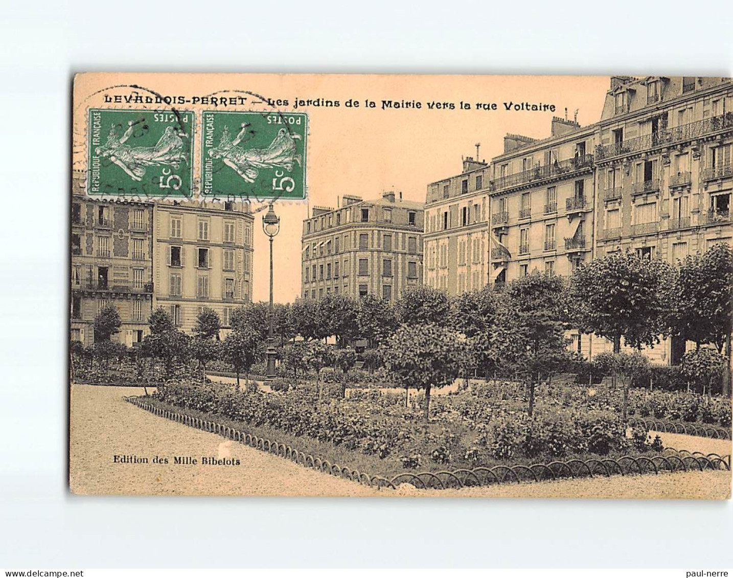 LEVALLOIS PERRET : Les Jardins De La Mairie Vers La Rue Voltaire - état - Levallois Perret