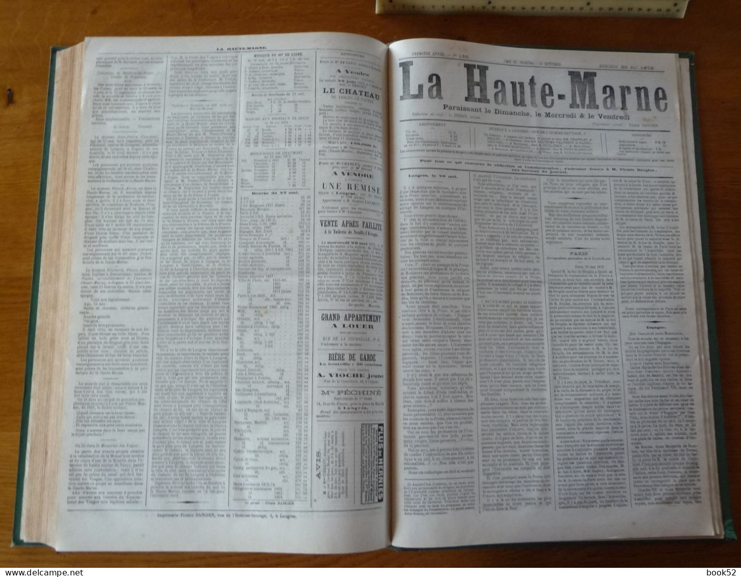 ** UNIQUE ** Le Journal LA HAUTE-MARNE - Toute la PREMIERE ANNEE 1871/72 dans Une Reliure