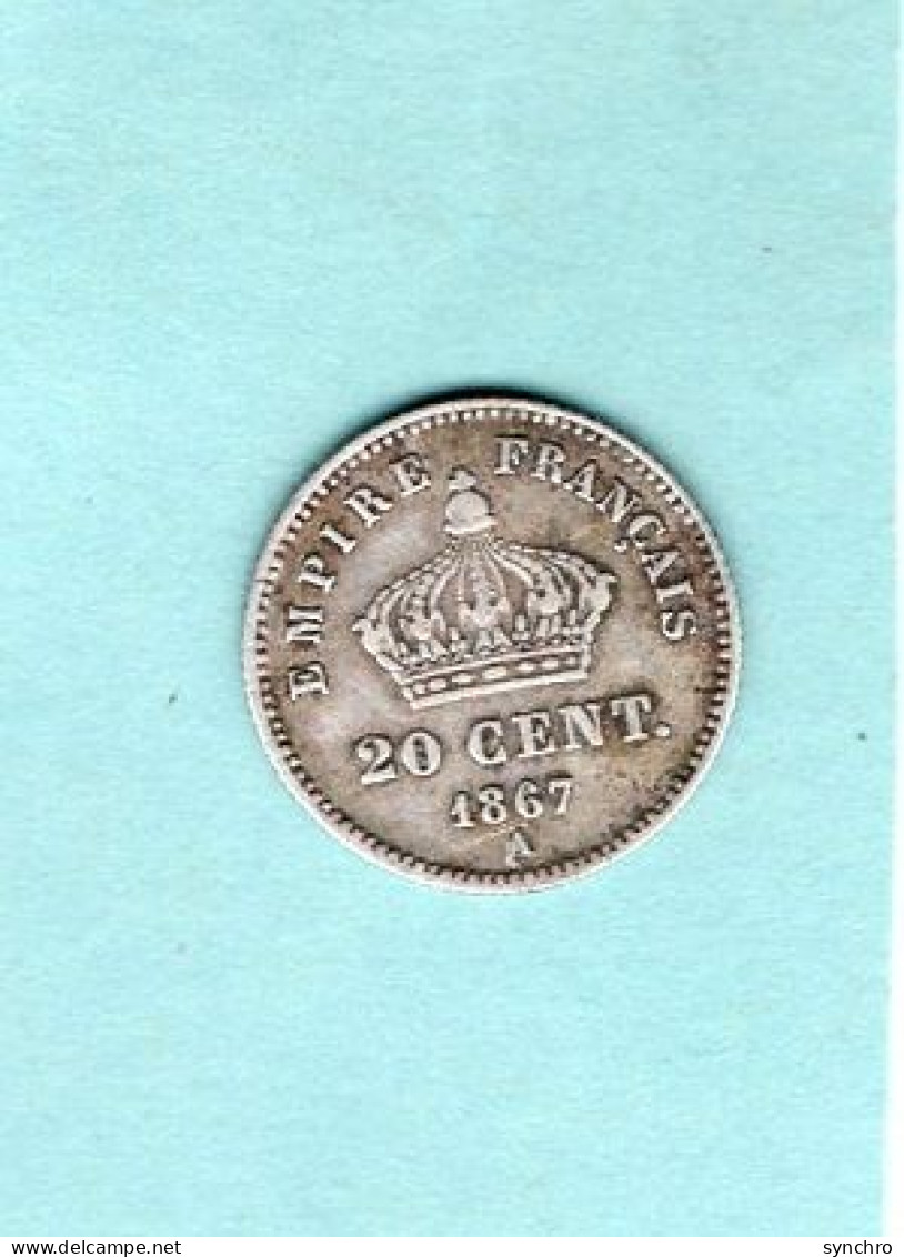 Napoleon Lll Em Republique  20 Cent 1867 - 20 Centimes