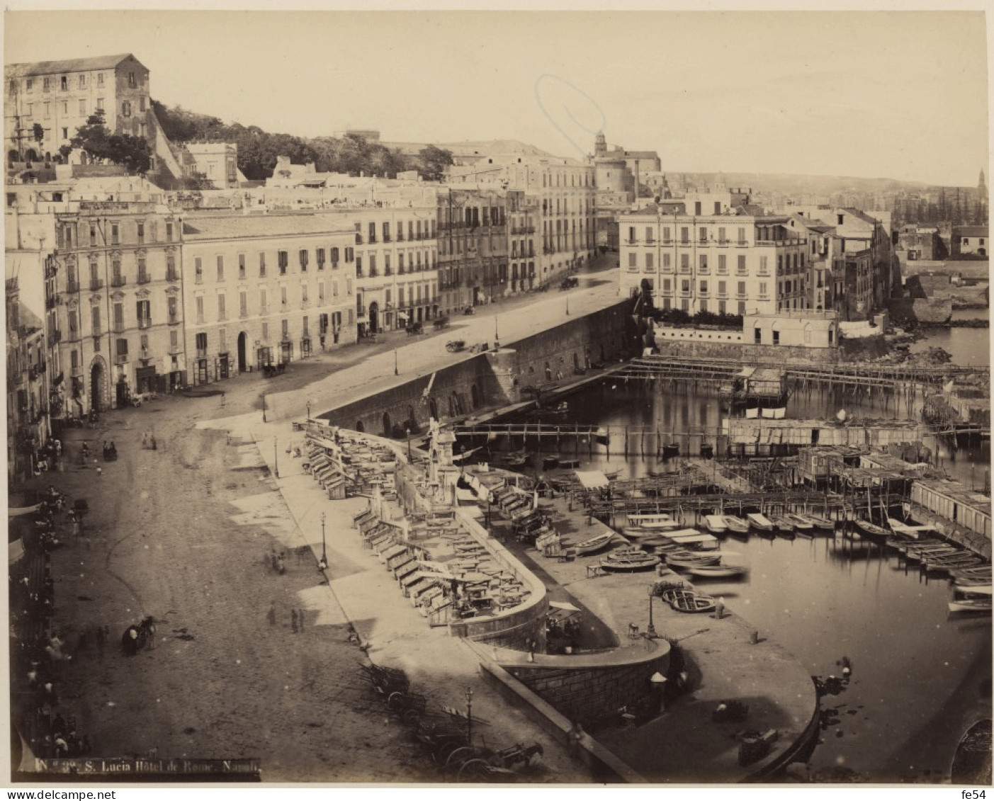 ° ITALIE ° NAPLES - NAPOLI ° SANTA LUCIA - HOTEL DE ROME ° PORT ° Photo De 1878 ° - Lieux