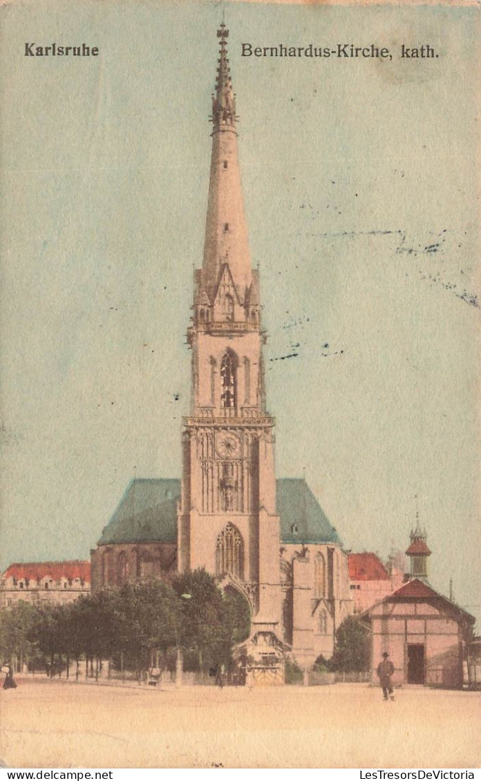 ALLEMAGNE - Karlsruhe - Bernhardus Kirche - Kath - Vue Générale - Animé - De L'extérieure - Carte Postale Ancienne - Karlsruhe