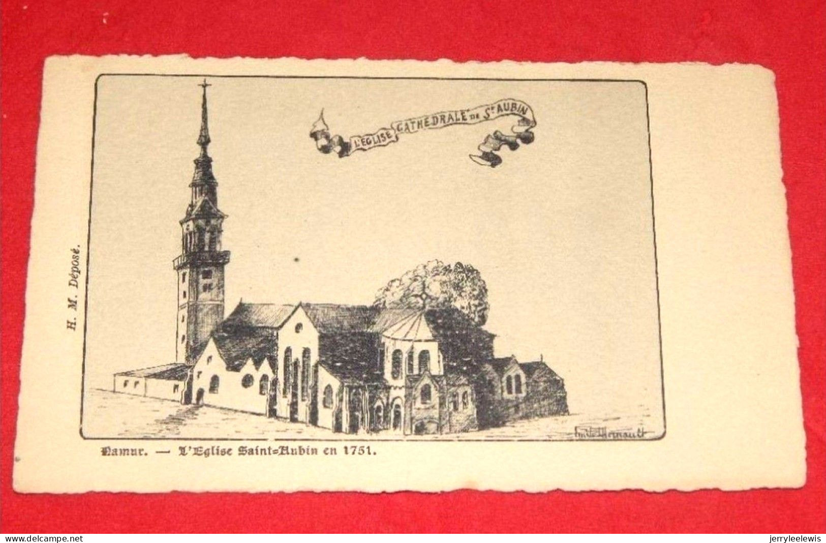 NAMUR  -   L' Eglise Saint Aubin En 1751     ( Illustrateur Emile Hernault) - Namur