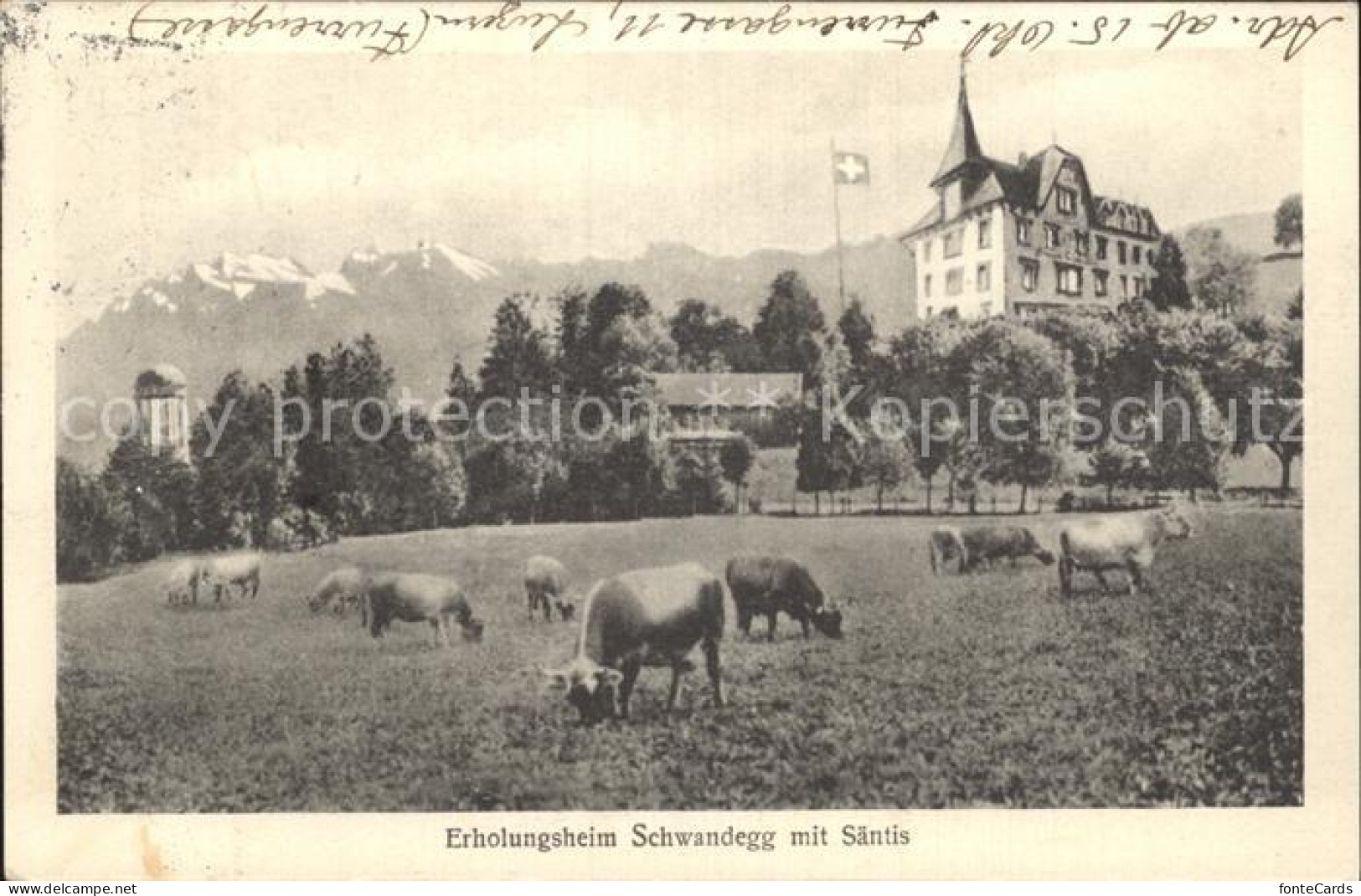 12358718 Menzingen Zug Erholungsheim Schwandegg Mit Saentis Appenzeller Alpen Ku - Sonstige & Ohne Zuordnung