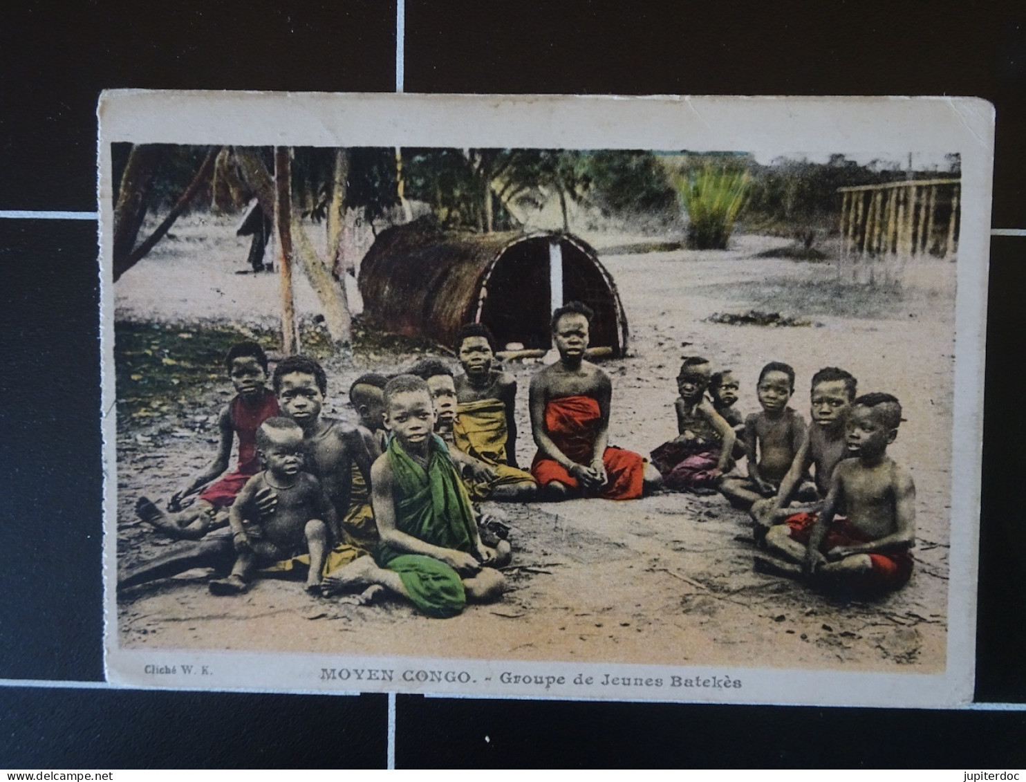 Moyen Congo Groupe De Jeunes Batekès (colorisée) - Belgian Congo