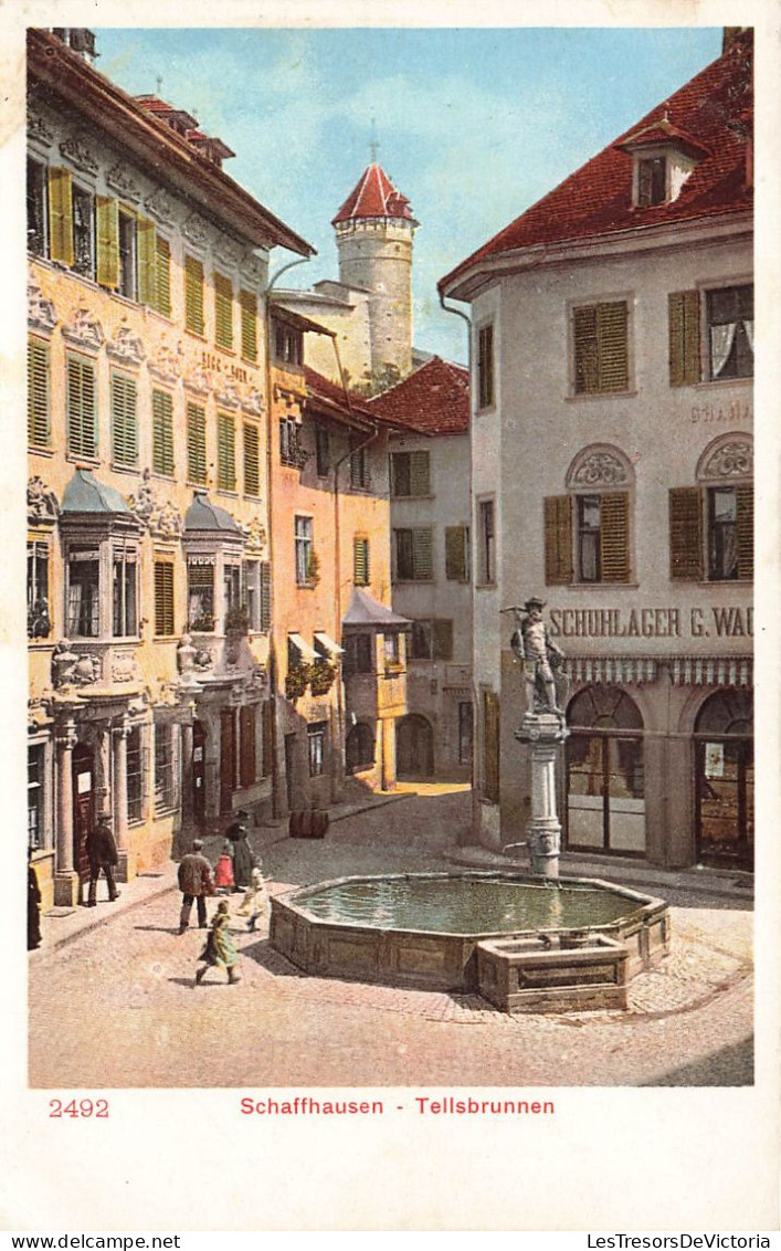 SUISSE - Schaffhausen - Tellsbrunnen - Animé - Vue Sur La Fontaine - Vue Générale - Carte Postale Ancienne - Schaffhouse