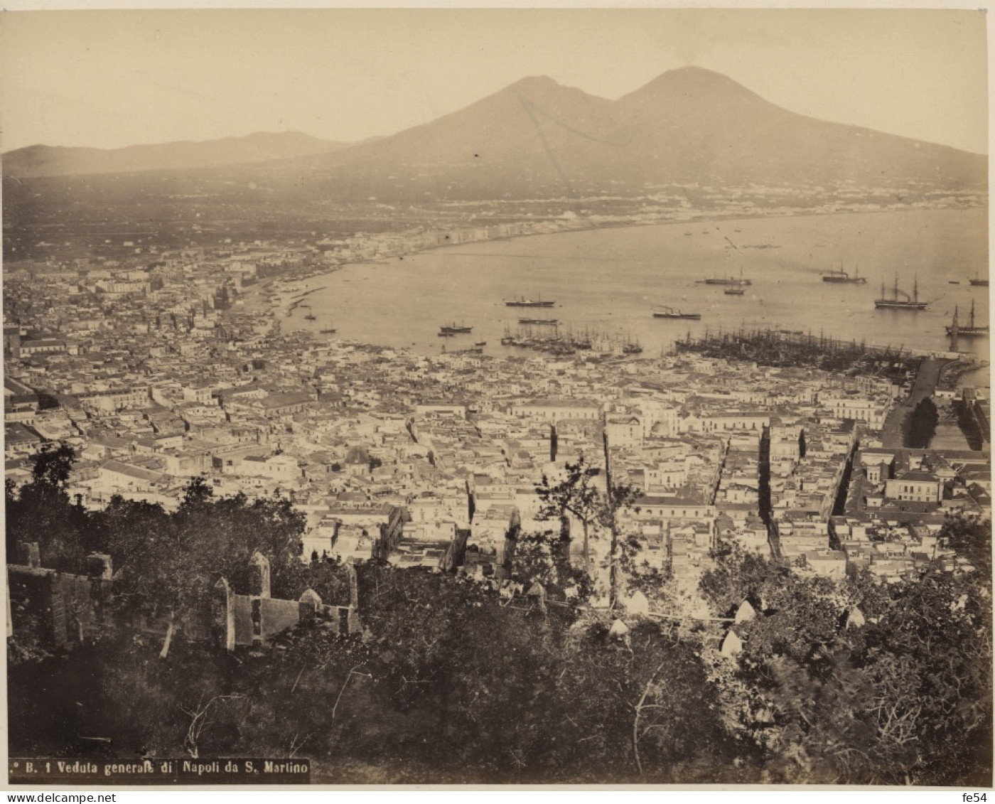 ° ITALIE ° NAPLES - NAPOLI ° Vedula Generale Di Napoli Da San Martino ° PORT ° Photo De 1878 ° - Places