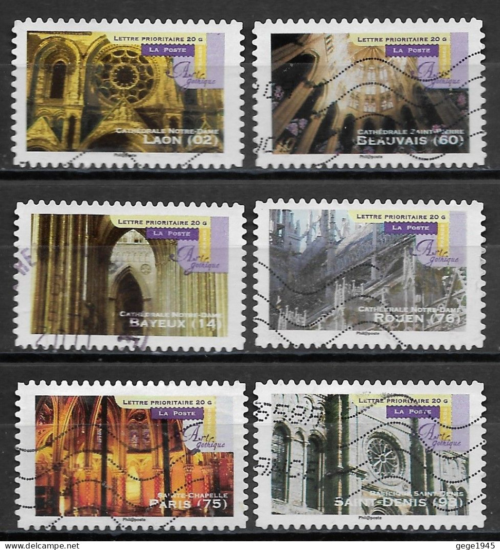 France 2011 Oblitéré Autoadhésif  N° 554 - 556 - 560 - 561 - 562 - 563  -   Art Gothique  ( Détails Architecturaux ) - Used Stamps