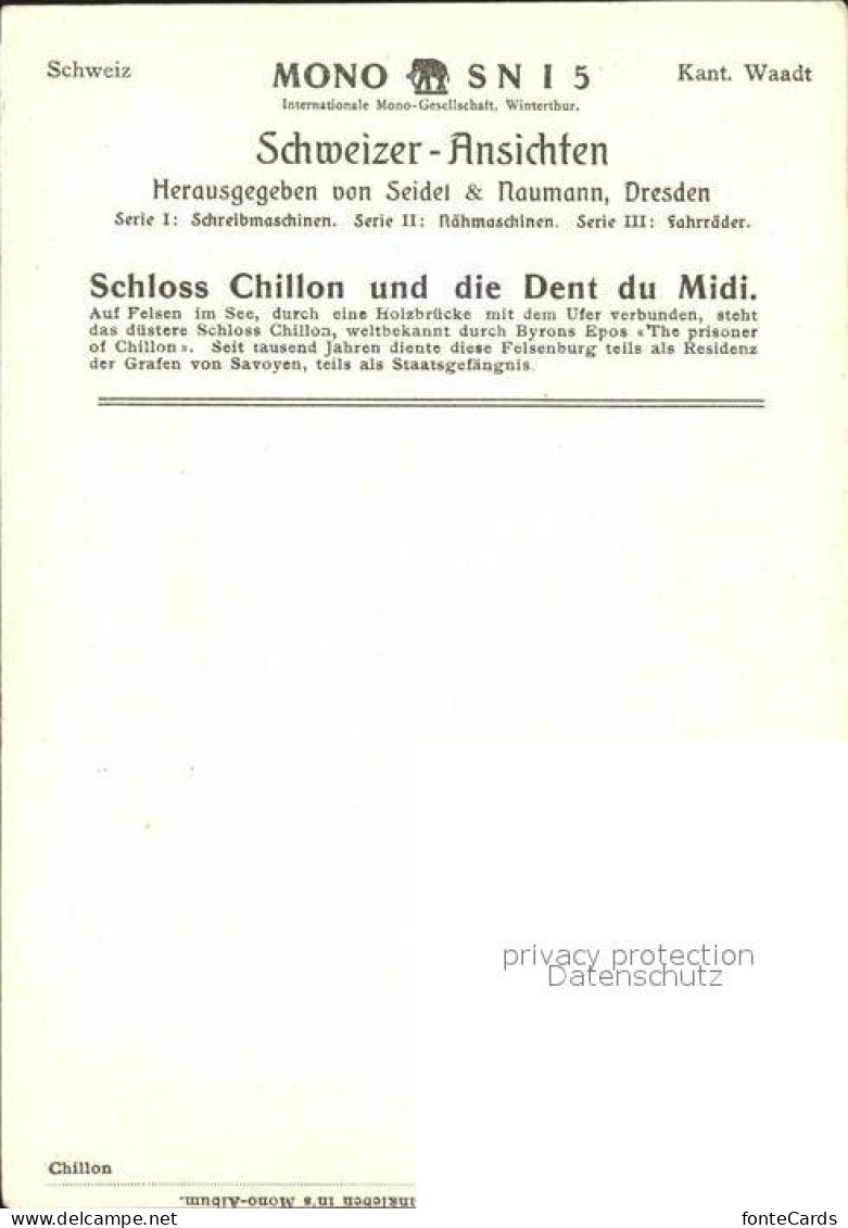 12351540 Veytaux Schloss Chillon Veytaux - Andere & Zonder Classificatie