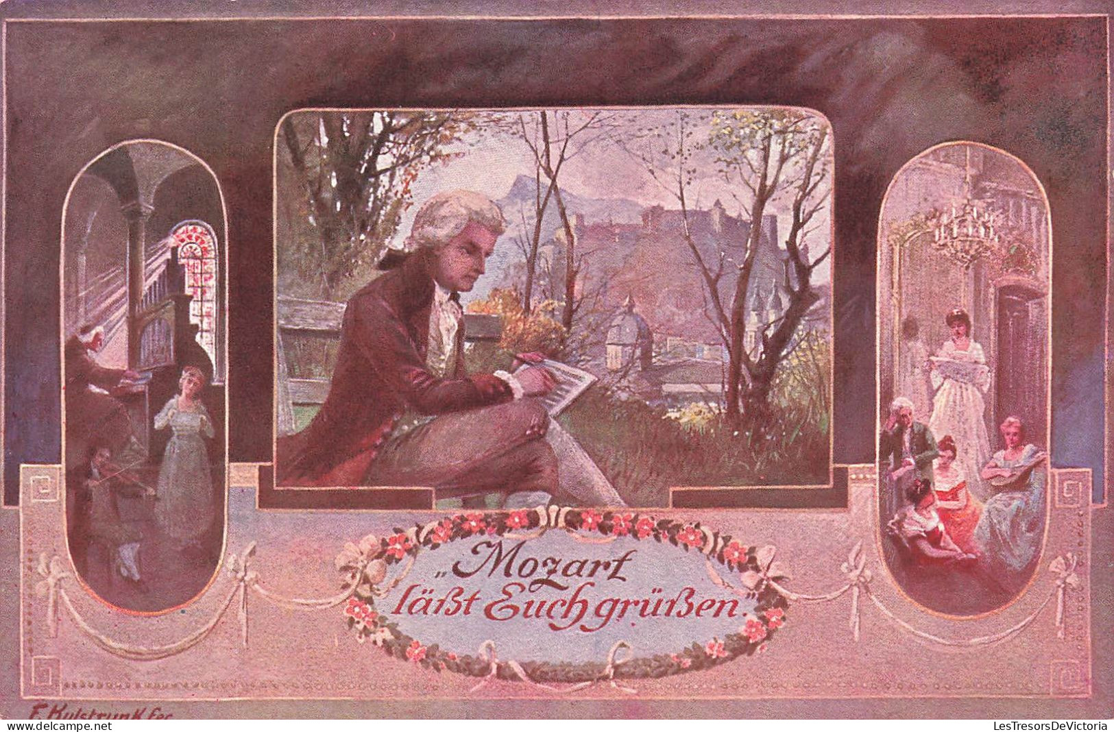CELEBRITE - Musiciens - Mozart Lässt Euchgrüssen  - Carte Postale Ancienne - Zangers En Musicus