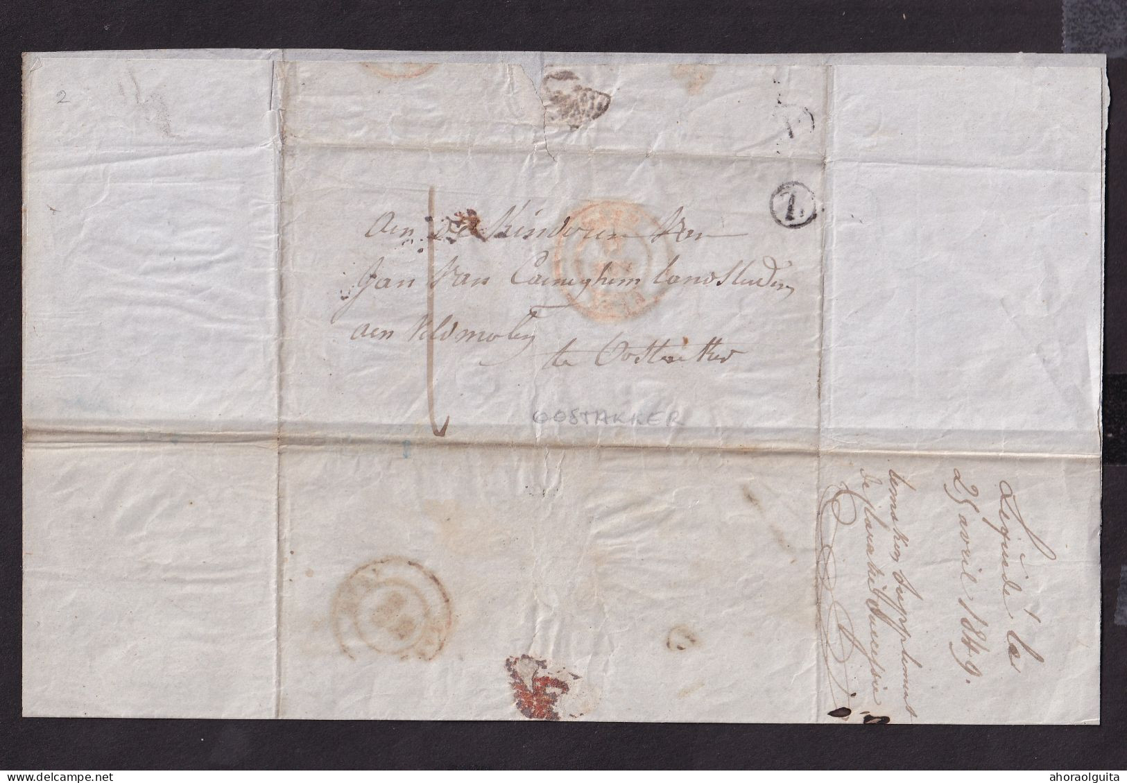 DDGG 064 - Lettre Précurseur GAND 1848 Vers OOSTACKER - Boite Rurale Z De OOSTAKKER + Trace De Boite P Ou V - Posta Rurale