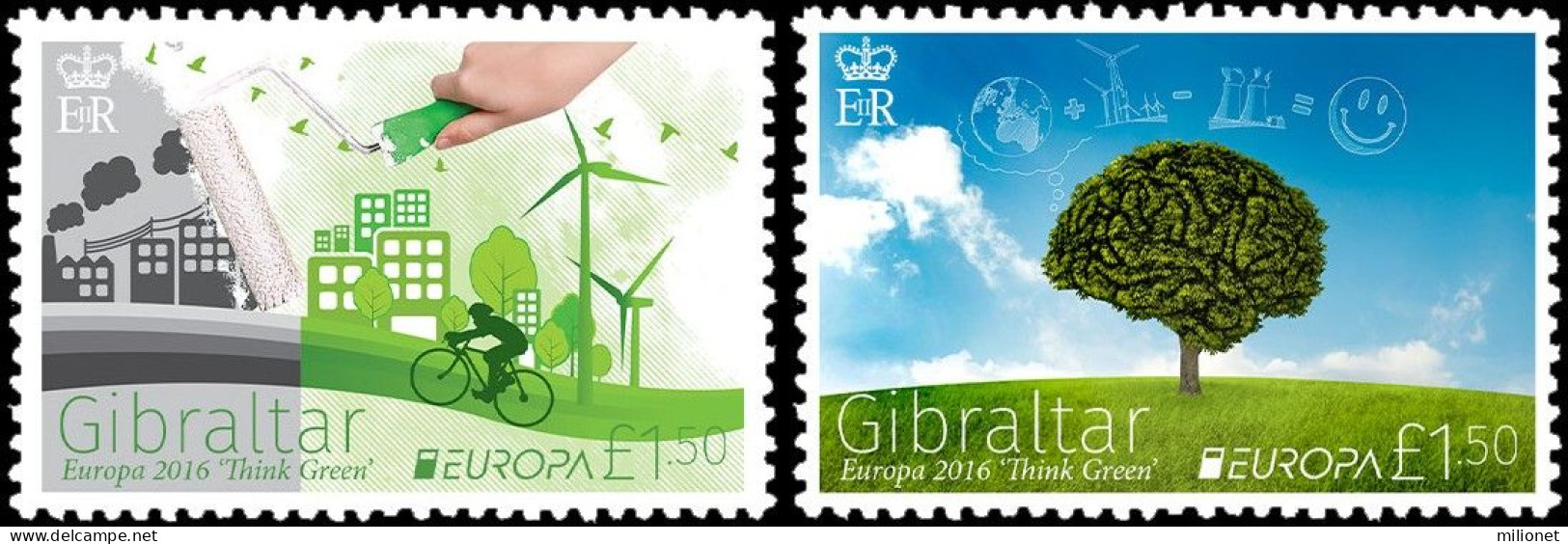 SALE!!! GIBRALTAR 2016 EUROPA Think Green 2 Stamps Set MNH ** - 2016