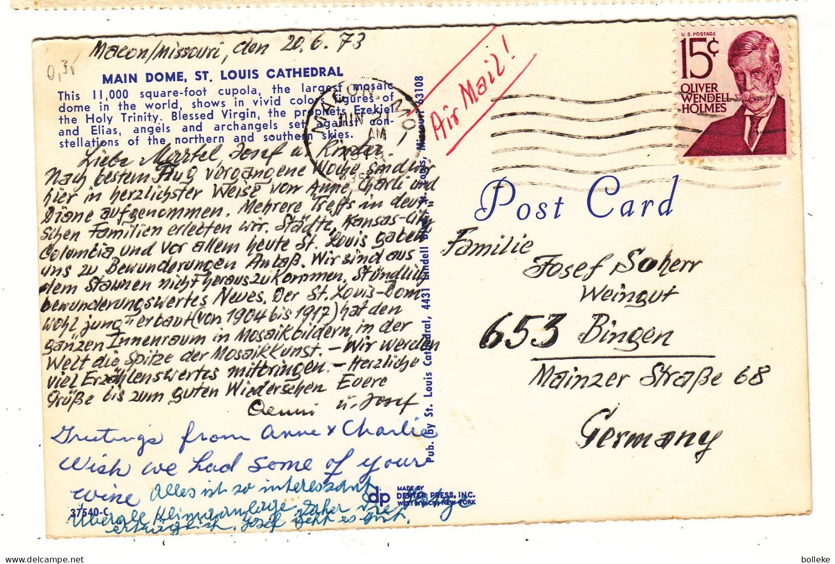 Etats Unis - Carte Postale De 1973 - Oblit Macon - - Cartas & Documentos