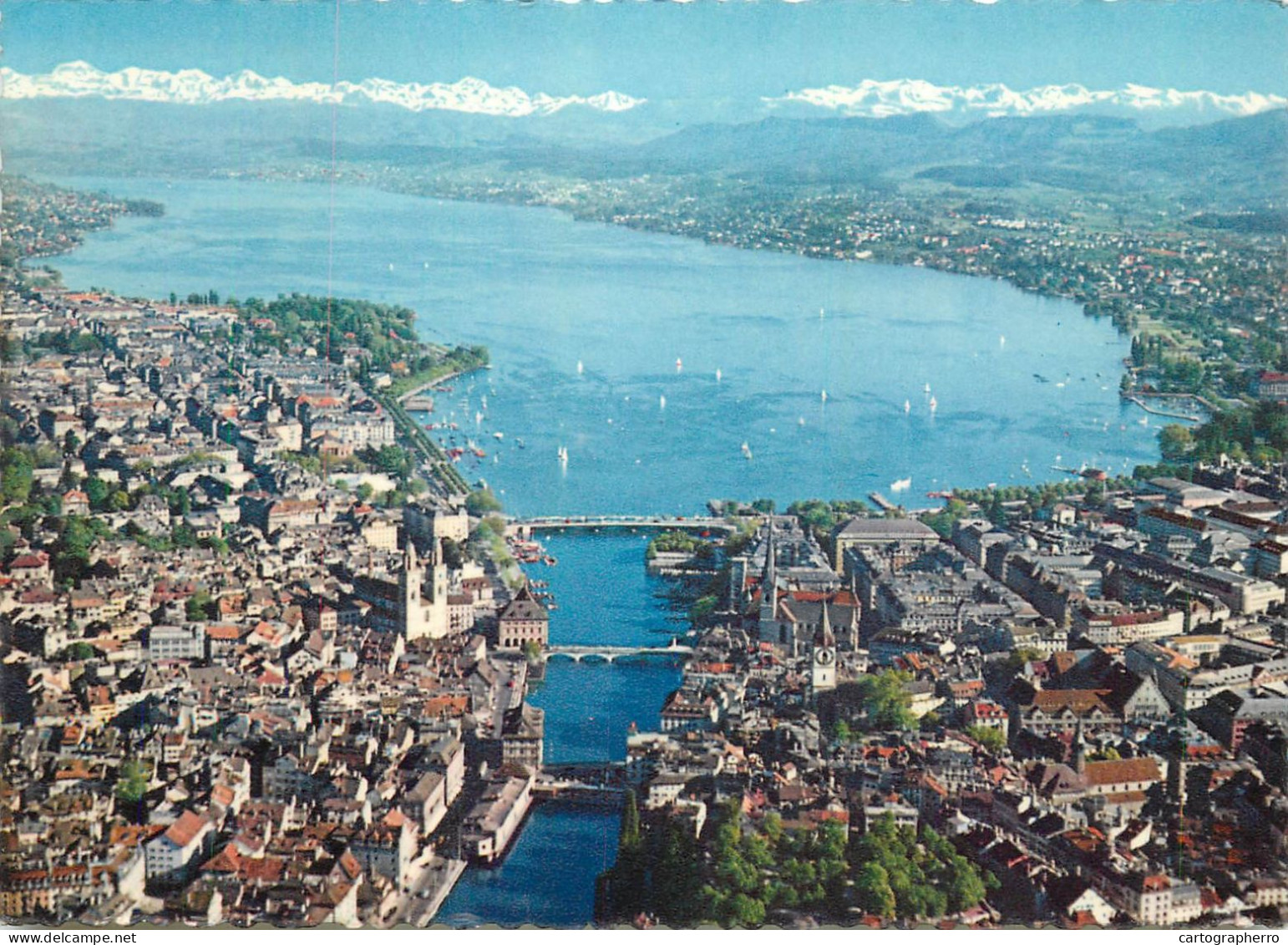 Navigation Sailing Vessels & Boats Themed Postcard Zurich Mit Zurichsee - Segelboote