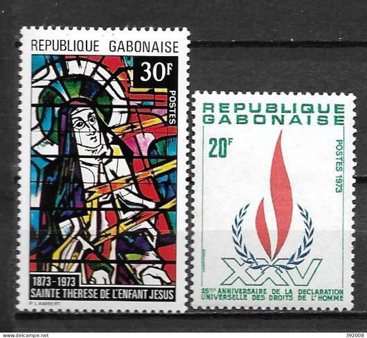 1973 - N° 326 + 328**MNH - Ste Thérèse - 25 Ans Déclaration Universelle Droits De L'homme - Gabun (1960-...)