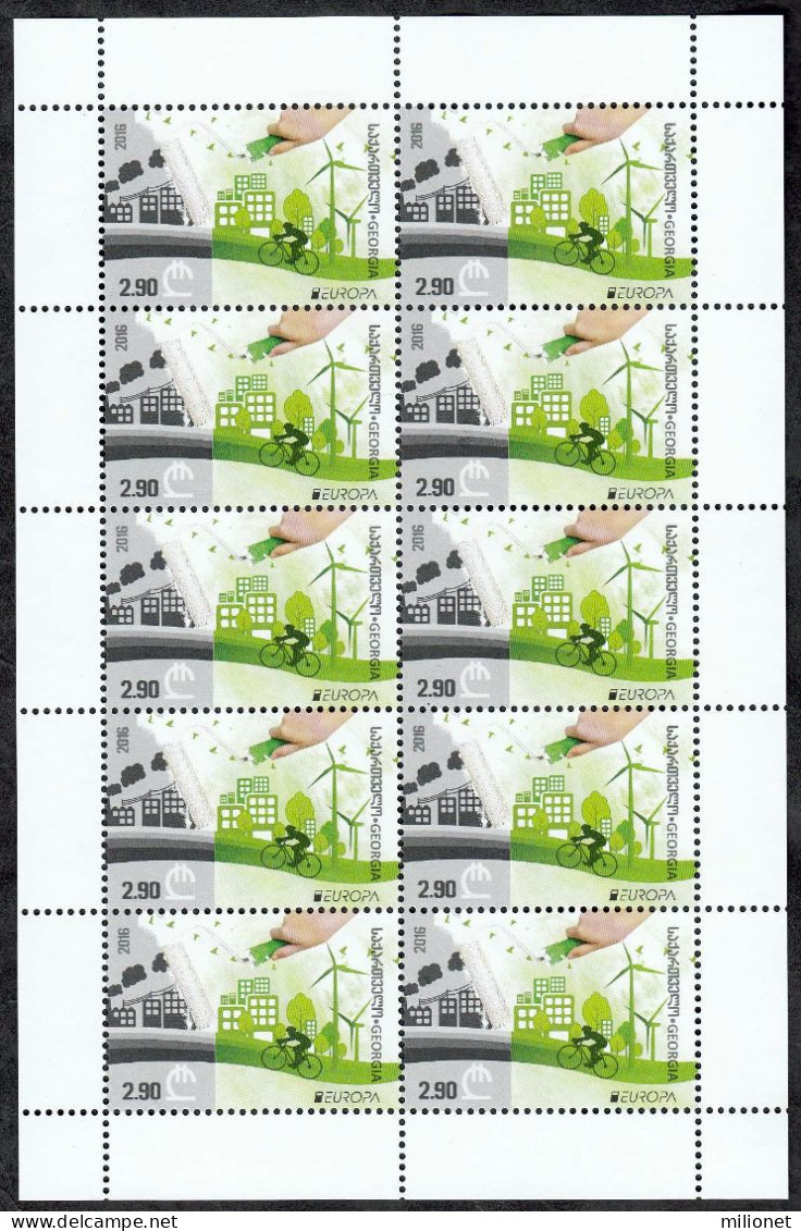 SALE!!! GEORGIA GEORGIE GEORGIEN 2016 EUROPA CEPT Think Green Sheetlet Of 10 Stamps MNH ** - 2016