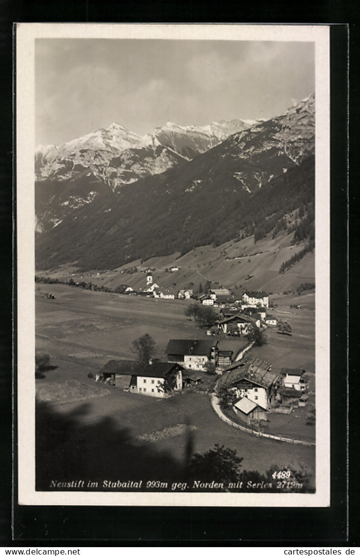 AK Neustift Im Stubaital, Ortsansicht Gegen Norden Mit Serles  - Sonstige & Ohne Zuordnung